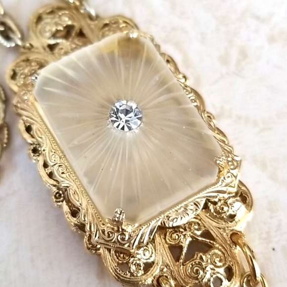 Vintage 1920s Art Deco CAMPHOR GLASS Pendant Neckace - Picture 4 of 16